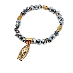 Baptism Favors 12pcs Electric Bracelets with Cross Charm & Acrylic Beads Recuerdos Para Bautizo FREE Bags for Special Gifts Unique Electric Design and Cross Charm Symbolizing Faith and Devotion