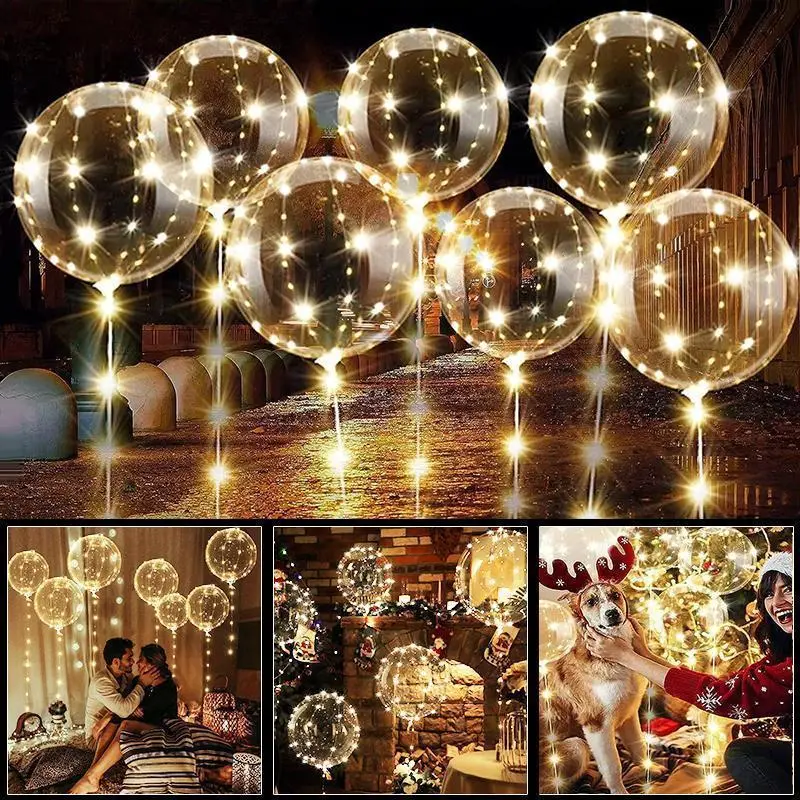 10Pcs TPU Round Reusable Light String Bubble Balloons, Transparent Party Lights & LED Strips for Unisex Birthday Room Decor, Festive Party Supplies