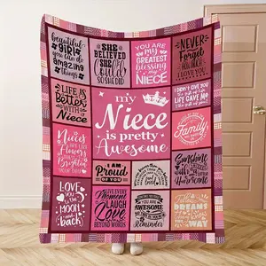 Niece Flannel Blanket with Heartfelt Messages – Soft, Warm, and Cozy Pink Plaid Design, Perfect for Bedroom Decor, Camping, Travel, or Home Use, Ideal Gift for Niece, Blanket