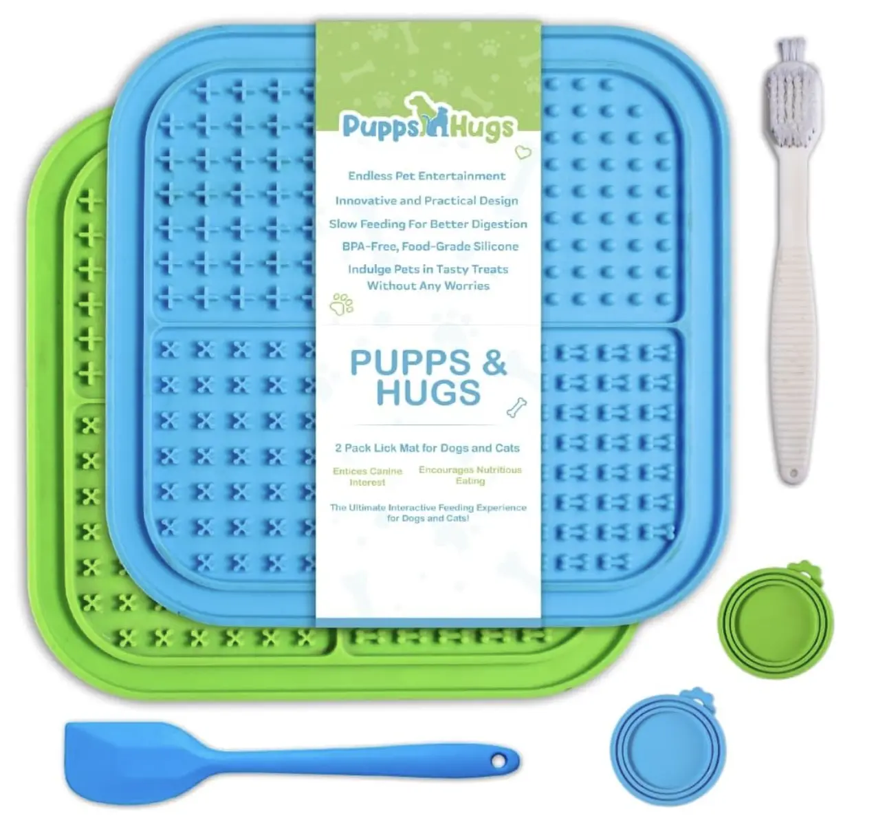Pupps & Hugs Strong Suction Lick Mat for Dogs and Cats Portable Slow Feeding Solution with Stress Relief and Interactive Fun