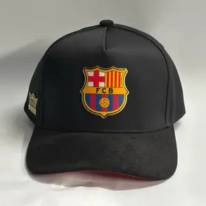 Barca Hats - Black FCB Logo Adjustable Baseball Cap for Soccer Fans