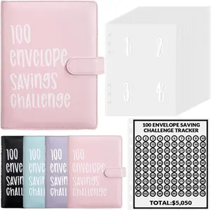 100 Envelopes Money Saving Challenge Binder – Cash Stuffing Budget Planner with Numbered Envelopes to Save $5,050 | Savings Binder for Women, Teens & Students – Home, Office, School, A5