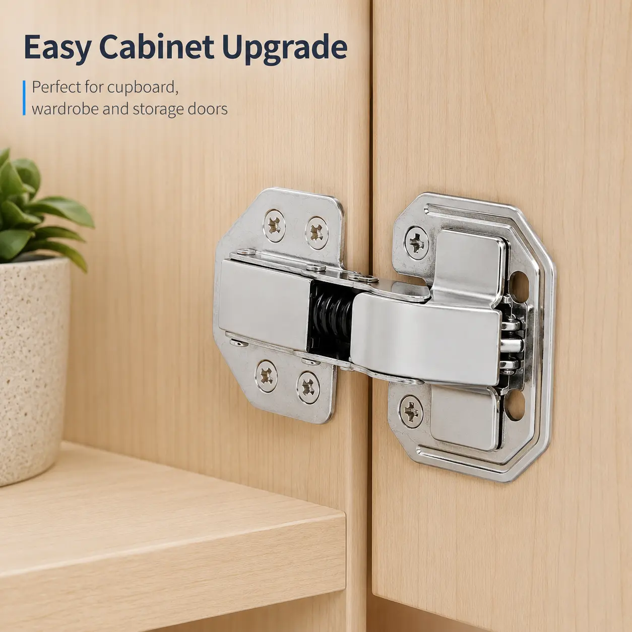 2pack Practical Punch-Free No Groove Spring Door Hinge Furnishing Hardware, Complete Series Foldable Cabinet & Wardrobe Hinges, Convenient Self-Install Furniture Accessory for Home Decoration
