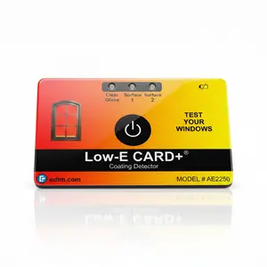 EDTM Low-E CARD+ (AE2250) Non-Contact Ultra-Thin Low-E Detector for Single-Pane Glass- Credit-Card Size, Made in USA