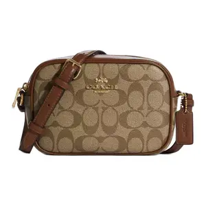Coach Camera 19 Classic Monogram Adjustable Strap Coated Canvas and Leather Crossbody Bag for Women, Small, Brown