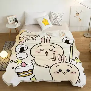 Cartoon Chiikawa Thow Blanket Lightweight Soft Flannel Blanket  Gifts For Chiikawa Loves Suitable For Sofa Beds Living Rooms Suitable For Children And Adults Birthday Gifts Holiday Party Happy Halloween Blankets