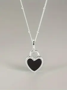 Women's S925 Silver Heart Shaped Pendant Necklace, Jewelry Gift for Women, Perfect for Wedding Engagement Birthday Present