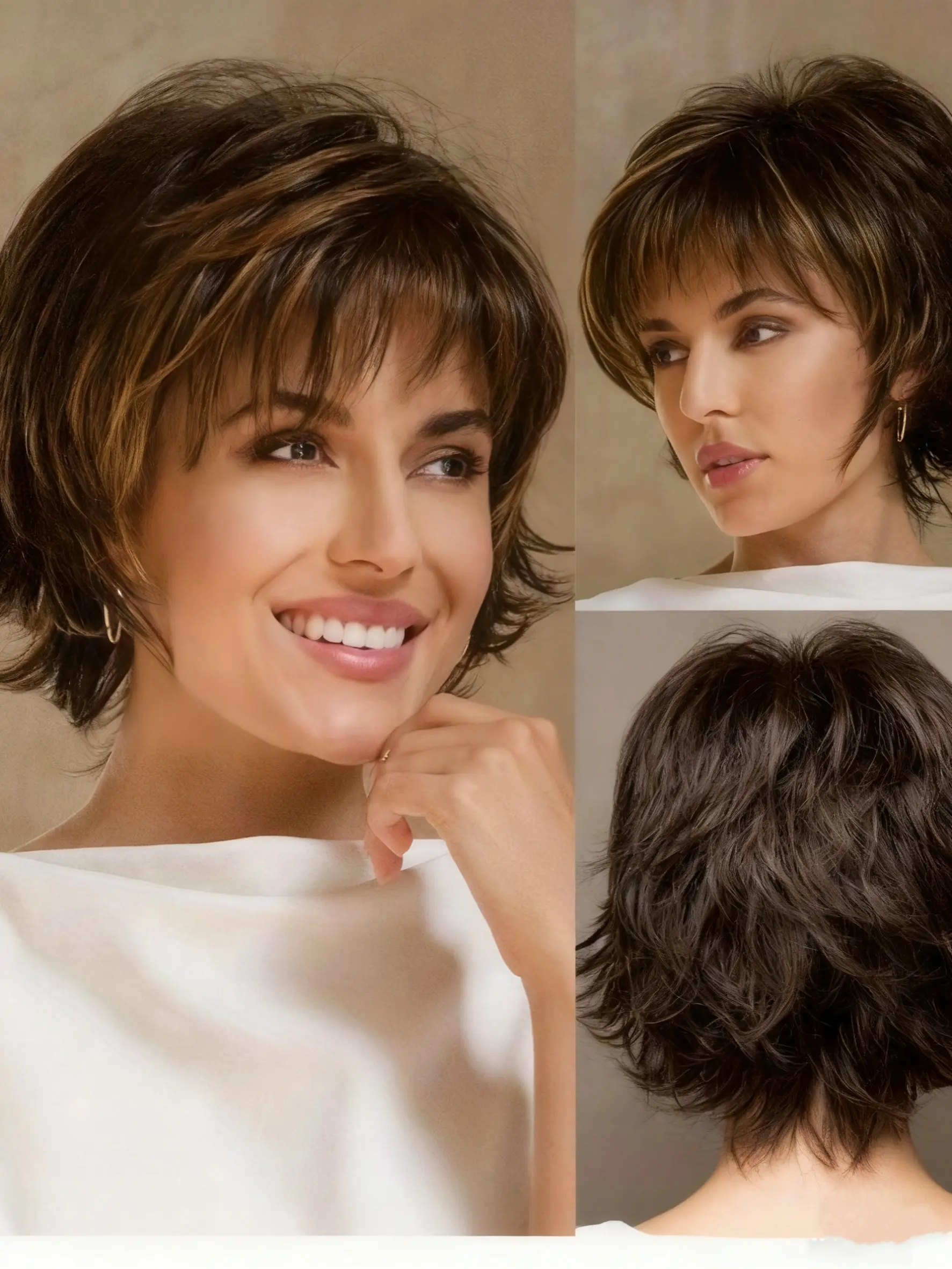 Women's Loose Curled Highlighted Gold Wig, Short Curly Wig, 10 Inch Short Synthetic Layered Texture, Fashionable Daily Wear & Christmas Party, Machine Made Wigs