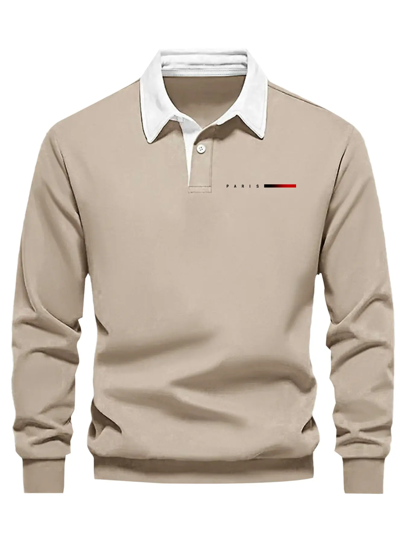 Men's Fall Winter Polo Neck Half Button Sweatshirt, Casual Sporty Sweatshirt, Casual Fashion Sweatshirt, Casual Outdoor Pullover, Casual Streetwear Pullover, Letter Print Design, Fitted Style, Plain Fabric, Long Sleeve