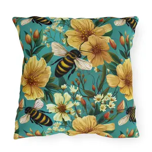 Outdoor Pillow | Bees and Flowers Outdoor Throw Pillow