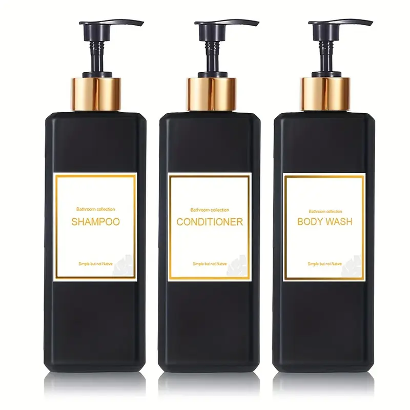 500ml Bathroom Soap Dispenser, Soap Container, Shampoo Conditioner Dispenser with Label, 3 counts/set Empty Refillable Lotion Dispensing Pump Bottle, Everything Shower Products, Summer for Gift