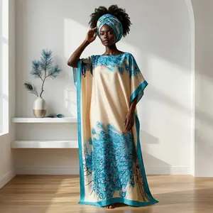 [MOOMOO] Women’s Boho Print Beach Cover Up Dress & Scarf Set – Floral / Peacock / Colorblock Shawl Poncho, Soft Summer Vacation Beachwear, TikTok Trending Outfit