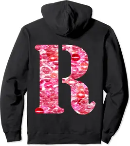 Back Print Only - Lipstick Kisses For Boyfriend Letter R Pullover Hoodie - Ciennaslay Shop 20B0D3CGPV2N