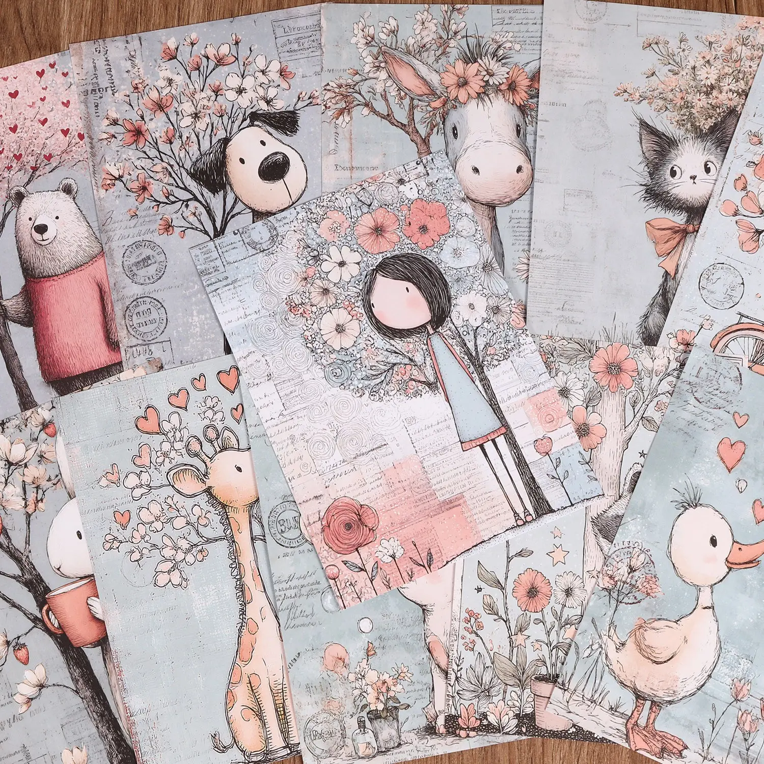 32sheets Garden Girls Ephemera Scrapbook Paper, Scrapbook Materials, for Scrapbook Accessories, Diary Cover, Paper Craft, Diary Accessories, Card Making, Journaling Supplies, Picture Frame Decoration, Background Pad, DIY Crafts