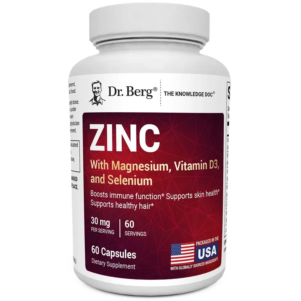Zinc with Magnesium, Vitamin D3 and Selenium – 30 mg of Zinc – 60 vegetable capsules Healthcare Supplement