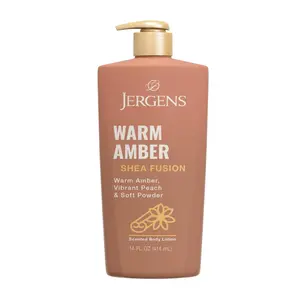 Jergens Shea Fusion Warm Amber Scented Lotion, Moisturizing Body Lotion with Shea Butter and Vitamin E, 14 fl oz