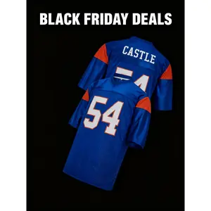 Blue Mountain State 7 Alex Moran 54 Thad Castle Football Jersey Blue Embroidery1 Loose Fit Graphic T-Shirt Ladies Workout Crop Sweatshirts Mbappe notre dame11