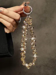 Luxury Phone Strap, Short Crystal Drip Chain, Handmade Beaded Wristlet, Anti-Loss Pendant, Elegant Mobile Accessory, Phone Charms, All Seasons