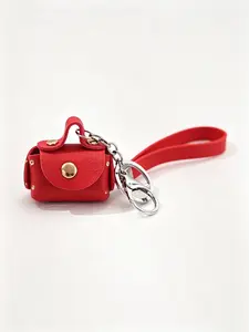 Retro Snap-Closure Mini Durable Bag Charm Multi-Color Leather Earbud Case  Minimalist "Ins-Style" Accessory Portable Hanging Pouch for Small Essentials Versatile Everyday Charm for Women For bags, keys, and earphones