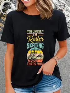 100% Cotton Unisex Funny Roller Skating Party Disco Clubs 80s 90s Outfit T-Shirt Graphic Printed Vintage Casual Tshirt