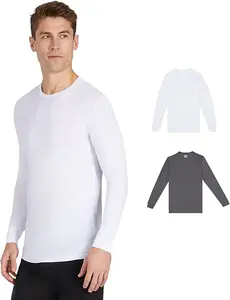 32 Degrees Men's 2-Pack Performance Lightweight Thermal Baselayer Crewneck Top, White/Charcoal Heather, X-Large