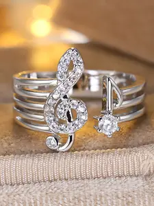 Unique Music Note Ring - Fashion Synthetic Zirconia Stackable Rings for Women & Girls, Perfect for Wedding Jewelry Engagement Ring, Daily Wear Anniversary Valentine's Day Gift, Stacking Rings