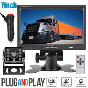 7 Inch Desktop HD Car Display, Compatible with Backup Camera, Clear Reverse View, Parking Kit, Abs Enclosure Material