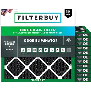 Filterbuy 24x24x1 Air Filter (12-Pack), Pleated MERV 8 Odor Eliminator HVAC AC Furnace Air Filters (Actual Size: 23.38 x 23.38 x 0.75 Inches)