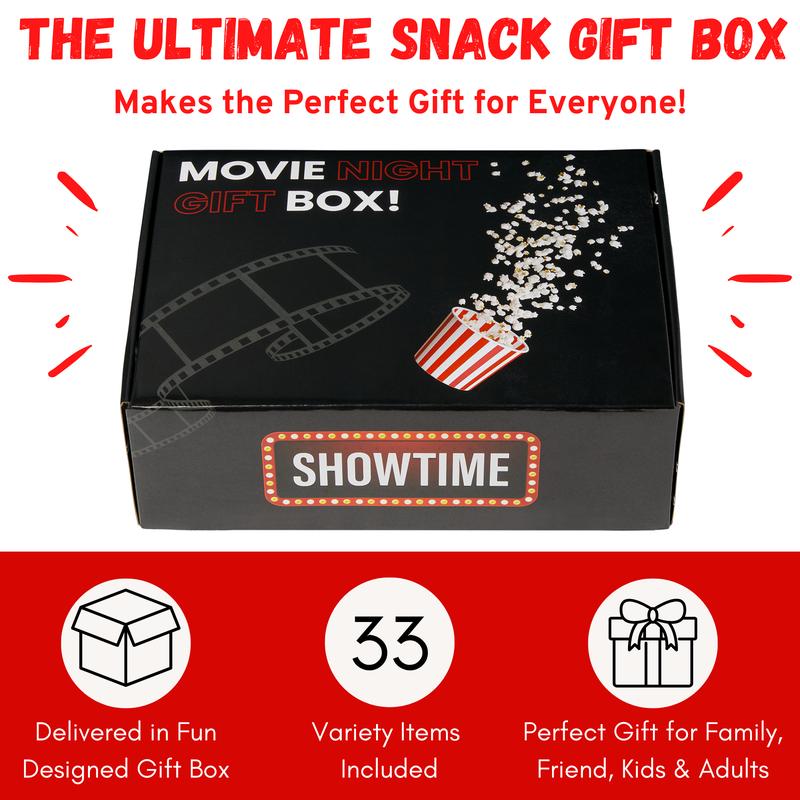 Movie Night Co.™ Gift Box Set Snacks + Movie Night Bingo & More