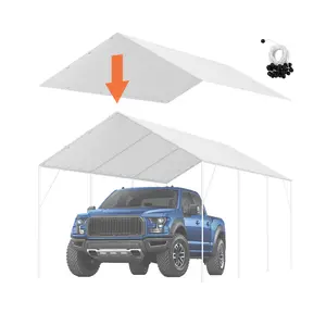 Summervibes VEVOR 10x 20 ft Carport Replacement Canopy Cover, Garage Top Tent Shelter Tarp Heavy-Duty Waterproof UV Protected, Easy Installation with 40 Ball Bungeess (Only Top Cover, Frame Not Include), White
