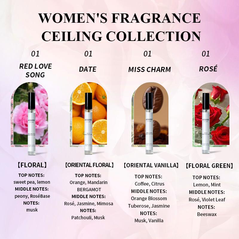 ASSEEK Women's Perfume Gift Box - 4 Fragrance Samples in Elegant Black Case for Special Occasions