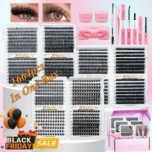 RITALASH 1664PCS Ultra Black Book Lashes D Individual Eyelashes  W05W06W02W04 30D40D50D60D 50D60D80D100D Eyelashes Multiple Styles Mixed Length Soft And Comfortable Long-Lasting Lashes Kit DIY Eyelash Extensions Cosmetic Eyelash Extension
