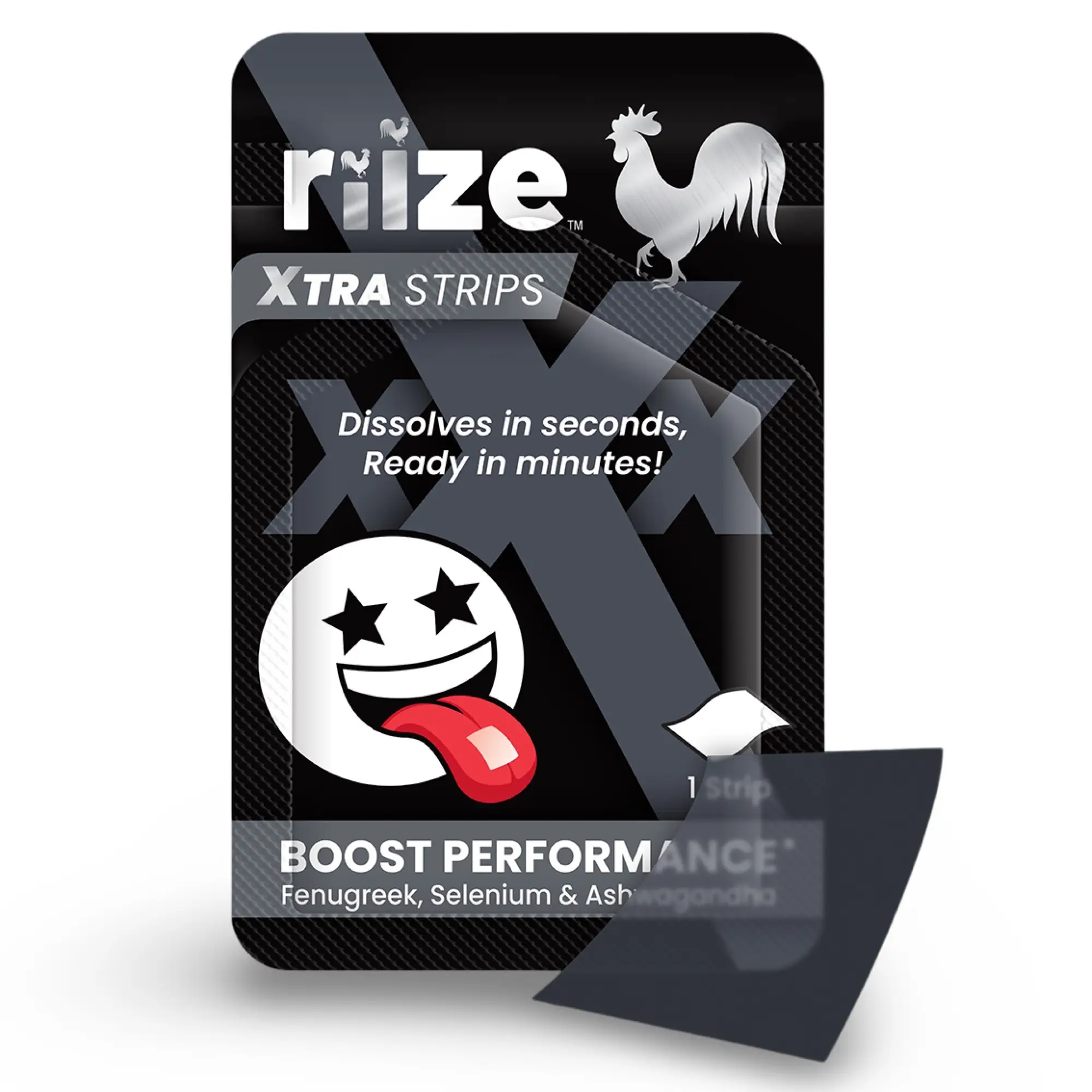 Riize Performance Boost, Quick Dissolving Strips, Supplement With Fenugreek, Ashwagandha, Selenium and Chromium, 3 Per Pack