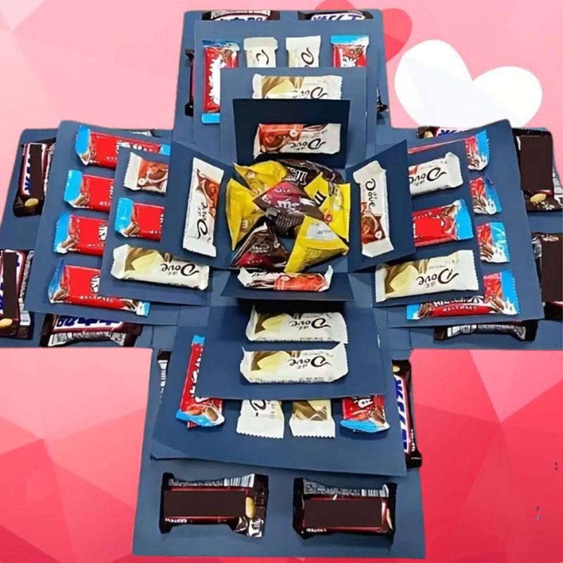 5-Story Surprise Ãxplosion Gift Boxwith Ribbon, Multi-Pocket Snack &Candy & Chocolate Storage, PerfectforBirthdays, Festivals, Holidays
