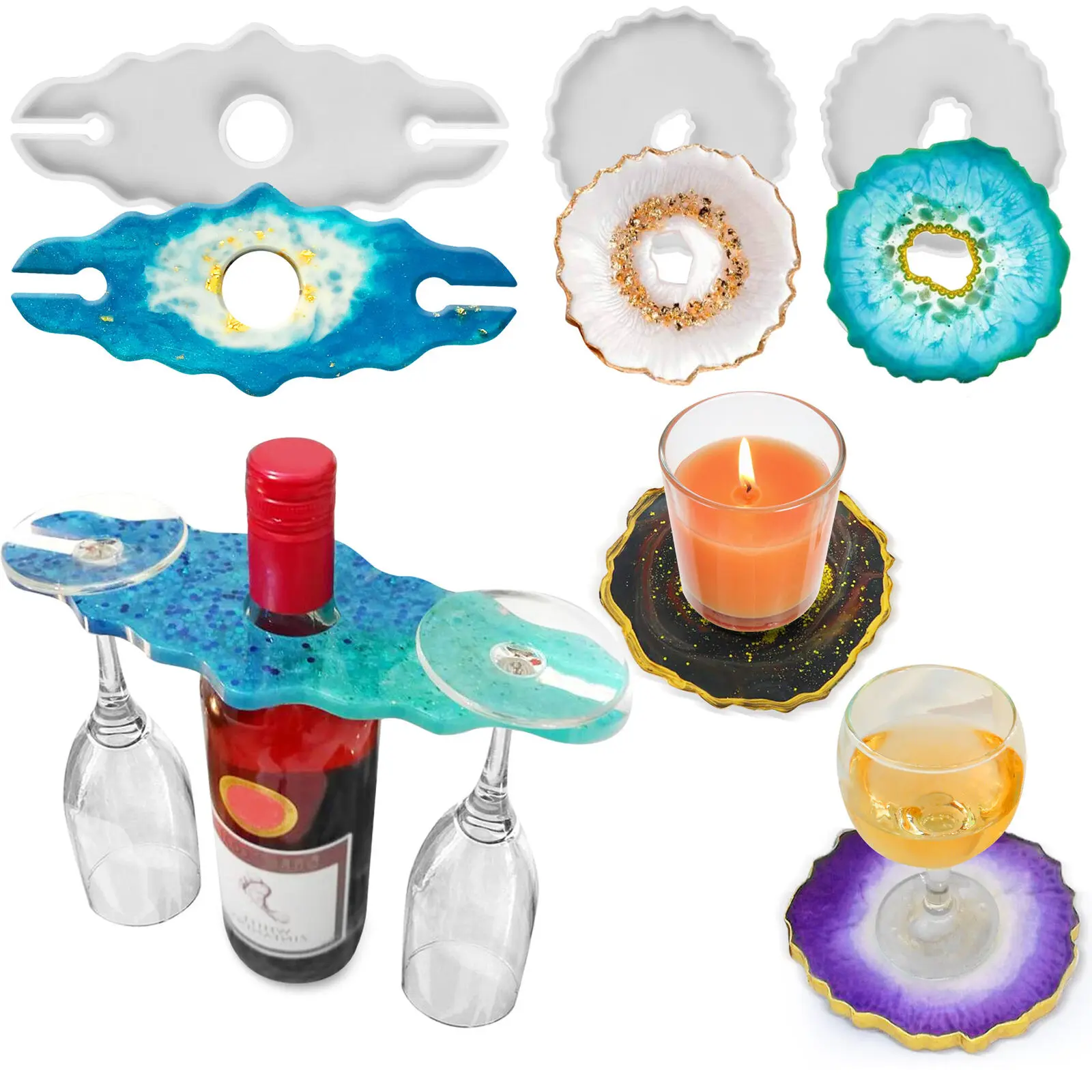 Epoxy Resin Silicone Molds Starter Kit Wine Holder Epoxy Resin Casting Mold Wine Rack Coaster Molds DIY Craft Art