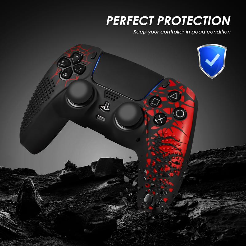 VIDPPLUING Anti-Slip PS5 Controller Skin, Non-Slip Silicone Cover Case with Thumb Grip Gaps, Touch Pad Sticker & Cover Wrap Stickers, Protection ps5 accessories gaming stick 40000 games Protector Wireless Smartphone coolingstation Console Joystick
