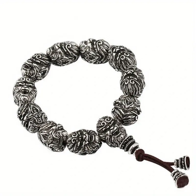 Chinese-Inspired Black Mythology Sun Wukong Mens Bracelet, Retro Majestic Monkey King Head Adornments, Exotic Ring Companion