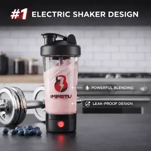 IMPETU Electric Protein Shaker Bottle - Smart Blender Bottle with Leak-proof Design & Powerful Blending, 24 oz, BPA-Free Tritan, Rechargeable Mixer Cup for Shakes and Meal Replacements