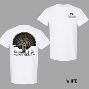 Unisex Turkey Hunting Graphic Tee Short Sleeve Cotton Graphic Tee Southern Hunting Culture T Shirt Two Sides Full Color Oversized T Shirts Trendy T-Shirts Good Graphic Tees Vintage Hunting Shirt Cotton Graphic Tees Graphic T Shirt fits