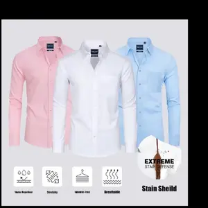 3-Pack Alimens & Gentle Stain Sheild  Dress Shirts for Men Slim Fit Mens Dress Shirts Long Sleeve Button Down Shirt Men Shirts