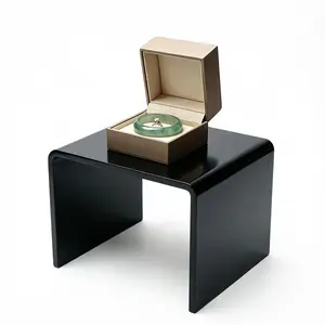 One Riser Combo 7" Cube 3-Sided Black Plexiglass Pedestal Lucite Acrylic Display Risers Jewelry Showcase Fixtures - 1/8" Thick 16905-7INCH-BLACK