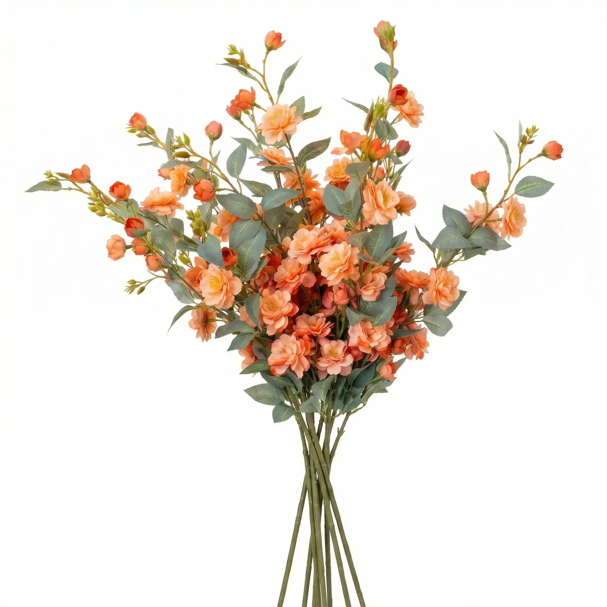 4pcs Faux Silk Camellia Artificial Plant Decor Set - 35.43in Long Stem Fake Branches, Auspicious Floral Decor for Wedding, Easter, Table Centers, Indoor Home Ornaments