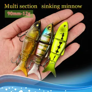 New cross-border model 9cm/12g sinking multi-section artificial fish bait for bass, snakehead, blackfish, military fish, multi-section minnow
