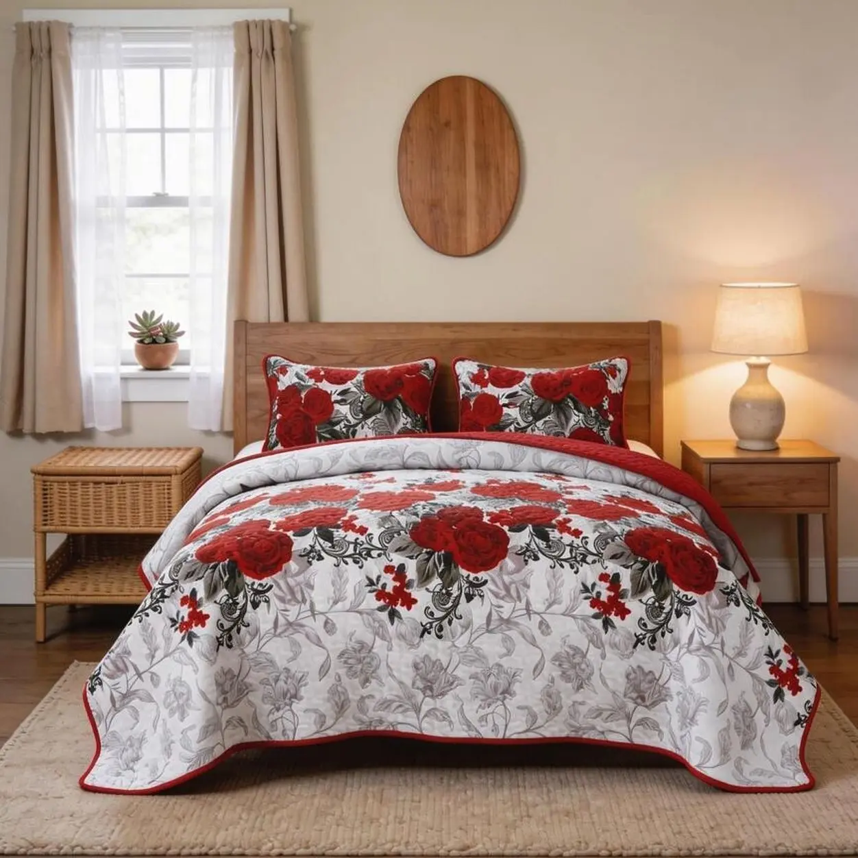 3PCS Basket Weave Bedspread Set, Soft Microfiber Quilt, Reversible Lightweight Coverlet with 2 Pillowcases, All Season Bedding Decor