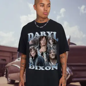 Daryl Dixon Tshirt, Vintage Daryl Dixon Tshirt, Daryl Dixon Bootleg Tshirt, Walking Dead Tshirt, Vintage Walking Dead Tshirt Cotton Top Streetwear