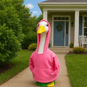 23 Inch Porch Duck Costume, Hip Hop Hoodie, Perfect for Celebrations, Fun Garden Decor, Giant Duck Statue, Outdoor Garden Decoration, Garden Sculptures Statues, Exterior Decorative Statues