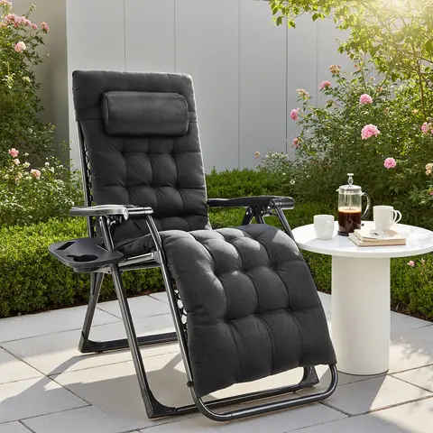 Sweetcrispy Adjustable Zero Gravity Recliner - Home Outdoor Furniture Folding Chair with 440lbs Capacity, Metal Frame, Vent-Cool Cushion, Double Elastic Straps, Removable Seat & Headrest, Full Body Support for Balconies, Pools, Patios