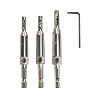 3-Piece Self-Centering Hinge Drill Bit Set, High-Speed Steel Material, Ideal for Woodworking Door and Window Hinge Drilling