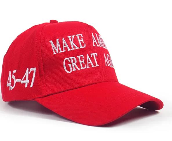 Trump Cotton Embroidery Baseball 45-47th Make America Great Again Sports Hat Bright Red