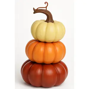 Elegant Fall Pumpkin Stack Decoration - 8.5"